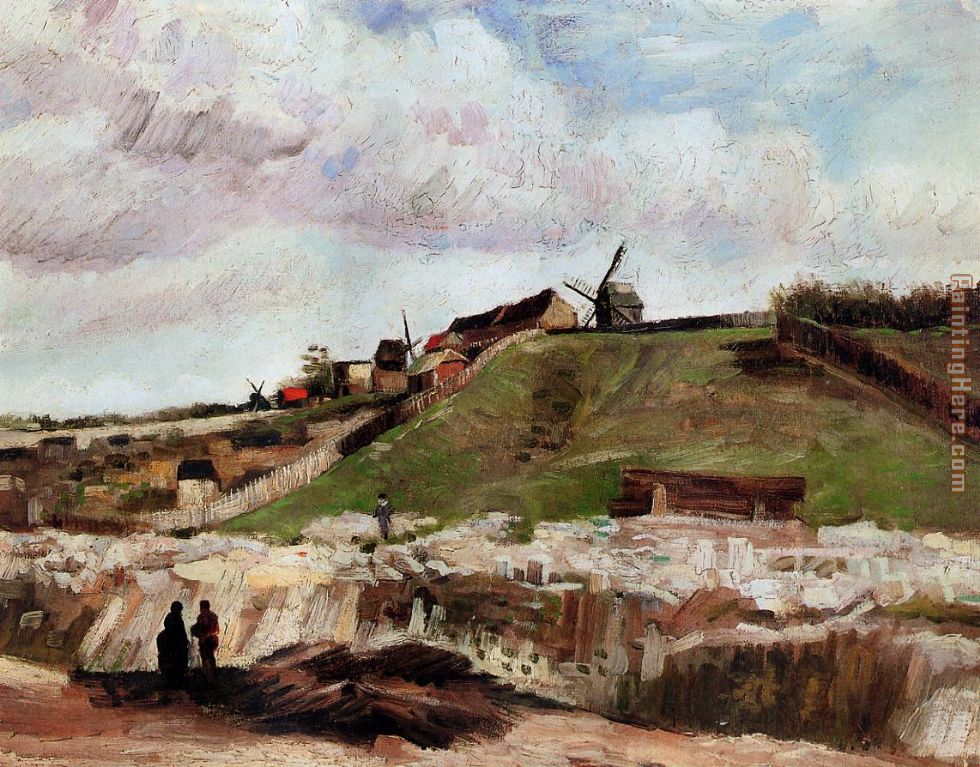 Montmartre the Quarry and Windmills painting - Vincent van Gogh Montmartre the Quarry and Windmills art painting